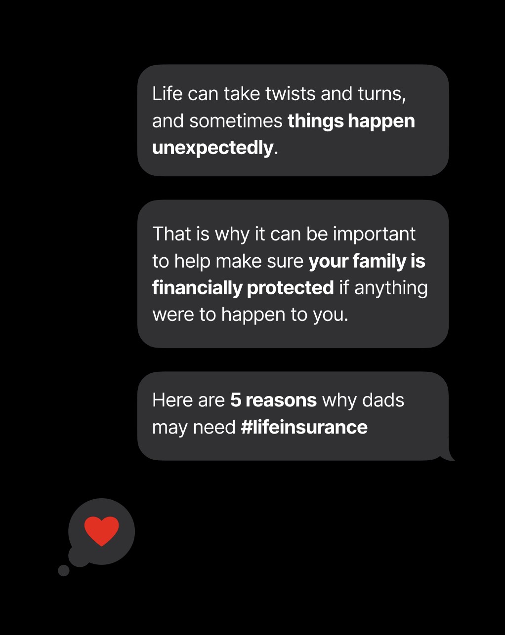 TOM paid ad — native chat / SMS-style format